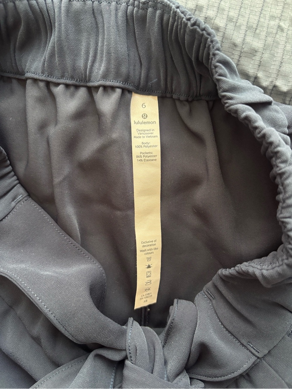Lululemon Woven Noir Dress Pants Womens 6 navy blue High Wide Leg Tie Belt - Picture 3 of 7